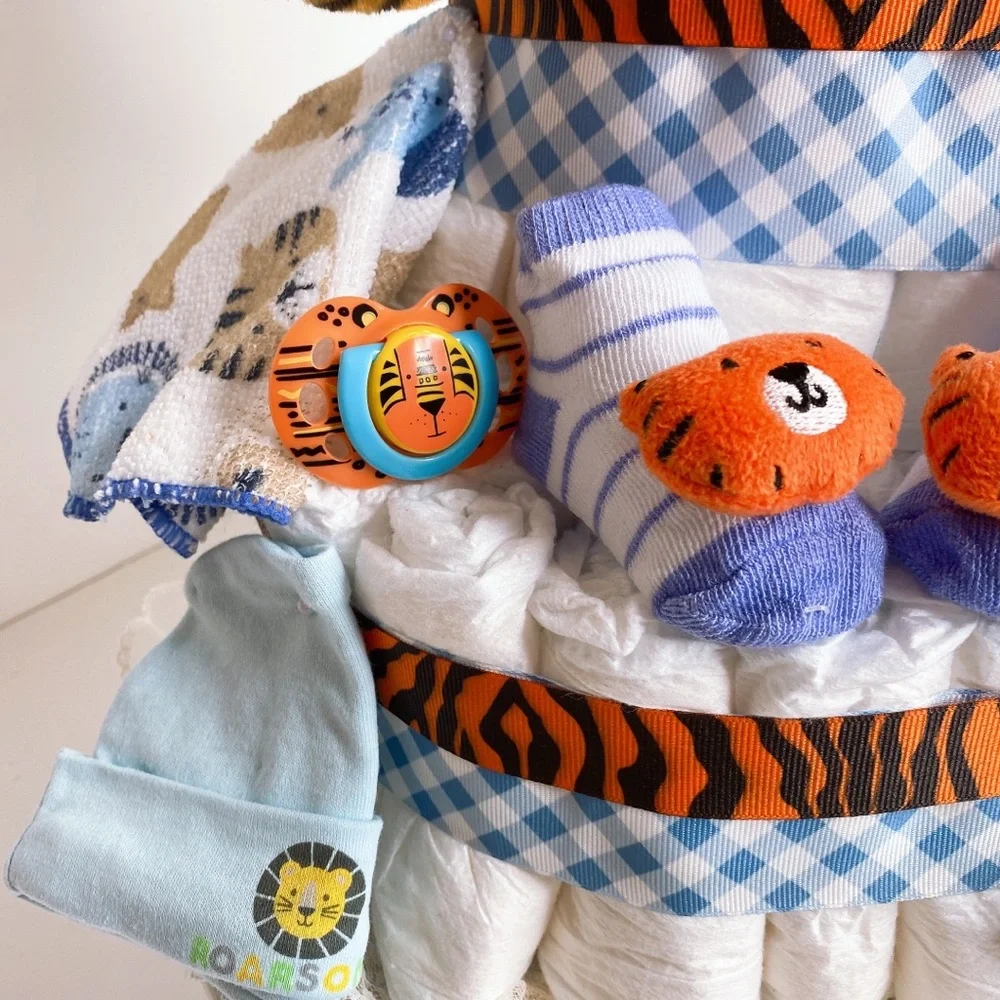 Tiger Diaper Cake, Safari themed